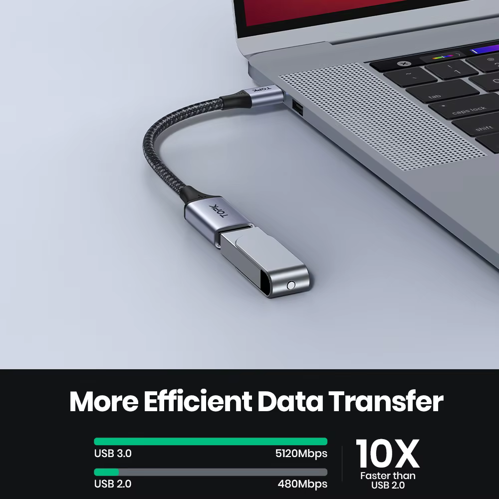 TOPK USB C à USB A Dapter OTG Câble Type C Mâle à USB 3.0 2.0 Femelle Câble pour MacBook Pro Samsung
