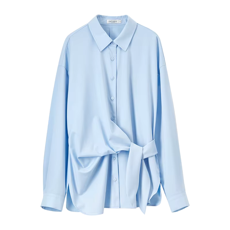 Chemisier femme à lacets SENTUBILA, nouvelle collection printemps, style bureau, uni, décontracté, s