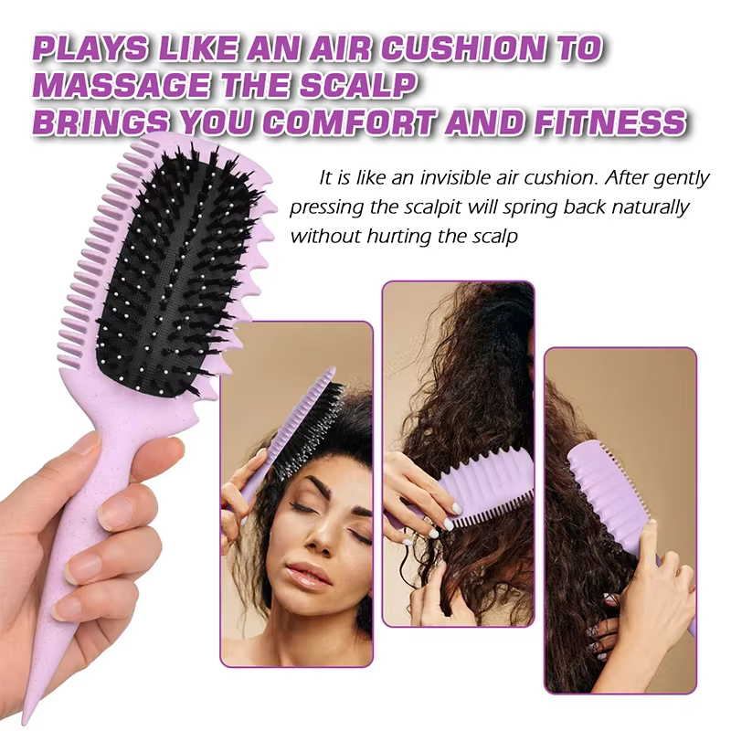 Brosse de définition de boucles, brosse coiffante pour peigner et façonner les boucles des femmes po