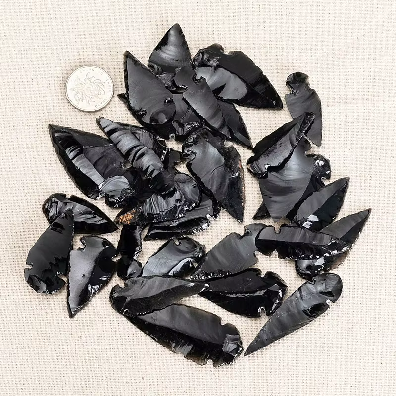 Quartz obsidienne en forme de flèche naturelle, 3 pièces, cristal d'esprit maléfique, décoration de