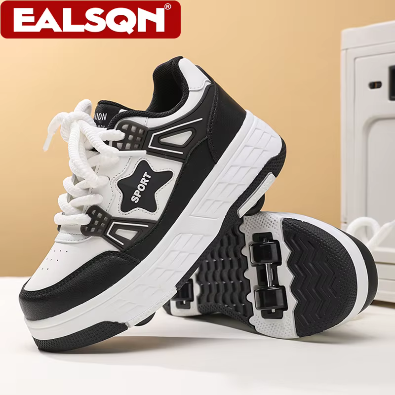 Chaussures de roller pour enfants à quatre roues détachables, chaussures de sport d'extérieur à lace