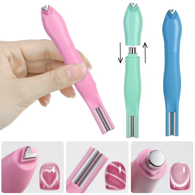 Bâton magnétique pour ongles œil de chat 3 en 1, motif serpent, cœur d'amour, œil de chat français,