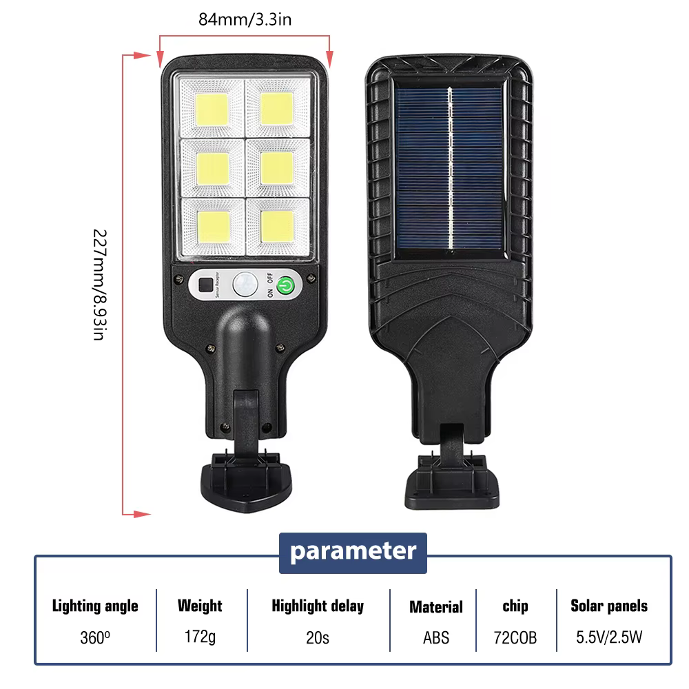 Applique murale solaire extérieure à LED avec détecteur de mouvement, lampadaire d'inondation lumine
