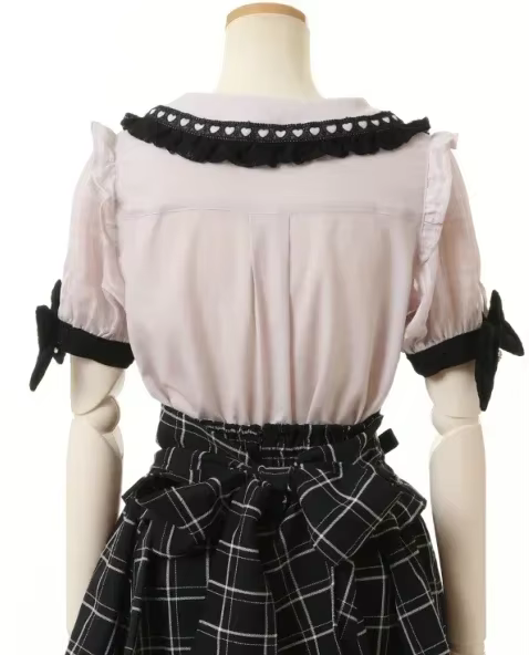 Rojita Style dentelle col Lolita chemise mode femmes hauts été mignon doux nœud épaule coupe ajustée