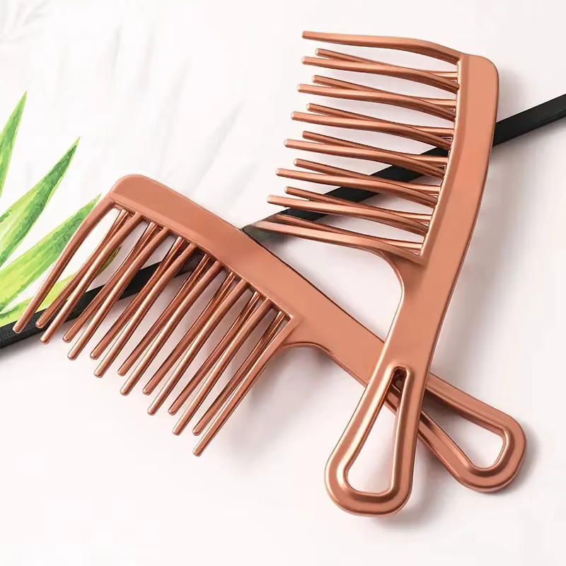 Peigne à dents grandes à Double rangée pour femmes, spécial permanente, bouclé, en plastique, grand 