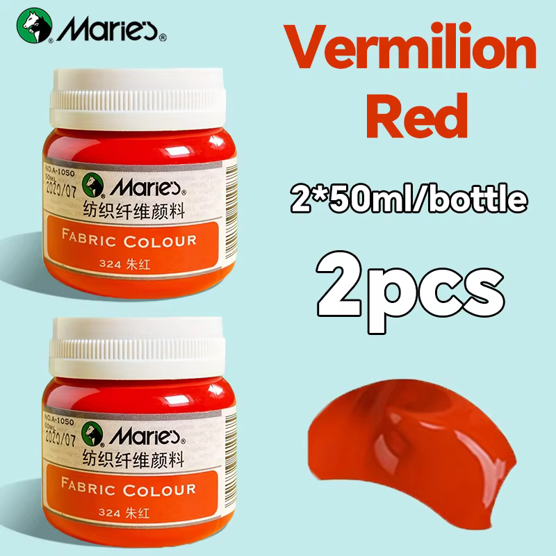 Peinture sur tissu Marie, 2 bouteilles, 50ml/1.7oz-21 couleurs pour vêtements permanents pour chemis