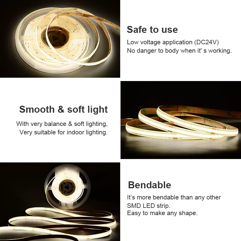 Bande lumineuse LED COB IP65, étanche, 480 LED s/m, ruban Flexible haute densité RA90 3000K 4000K 65