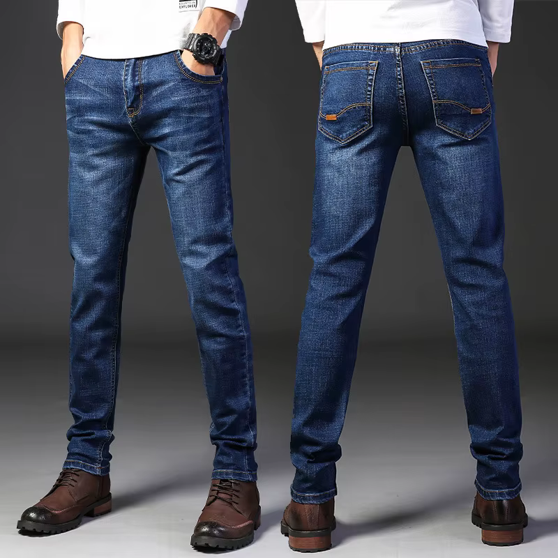 Jeans élastiques à coupe droite pour hommes, pantalons décontractés de style nouveau et populaire po