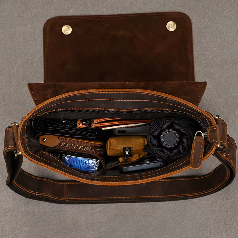 Sac messager Vintage en cuir véritable pour hommes, sac à bandoulière épais en cuir de vache, petit 