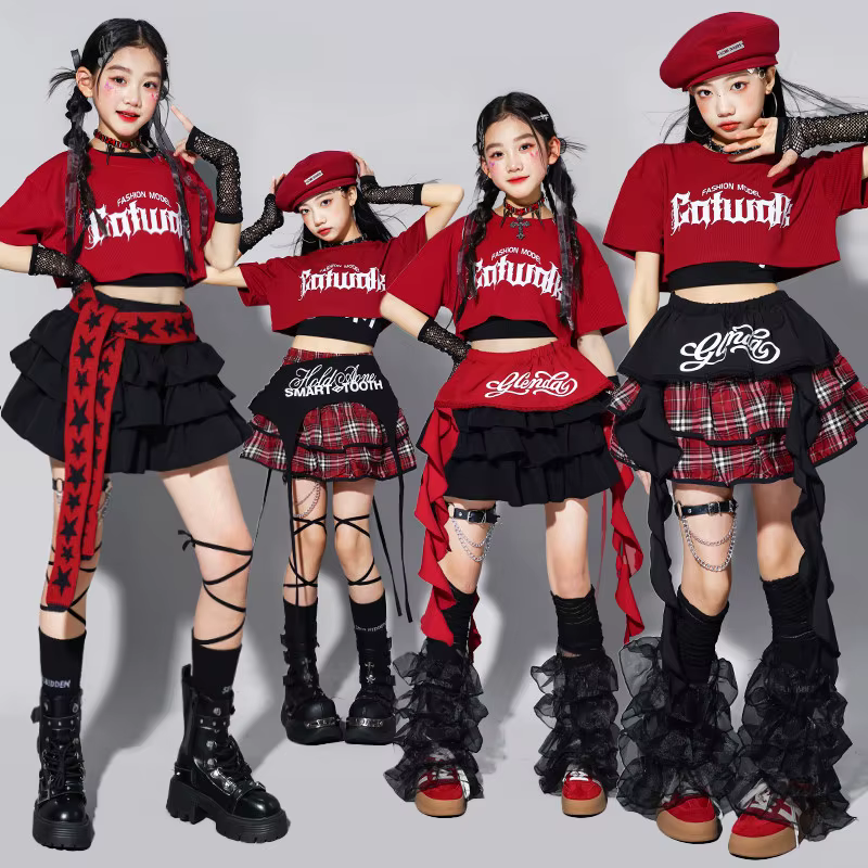 Ensemble de vêtements d'été pour filles, style K-pop, crop top, jupes à volants, costume de danse de