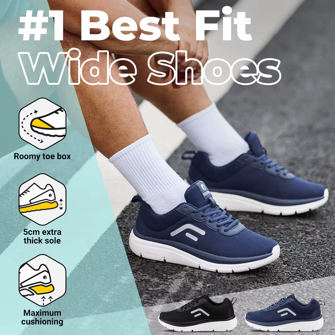 FitVille-Chaussures de marche légères et respirantes pour hommes, baskets à semelle optique large, f