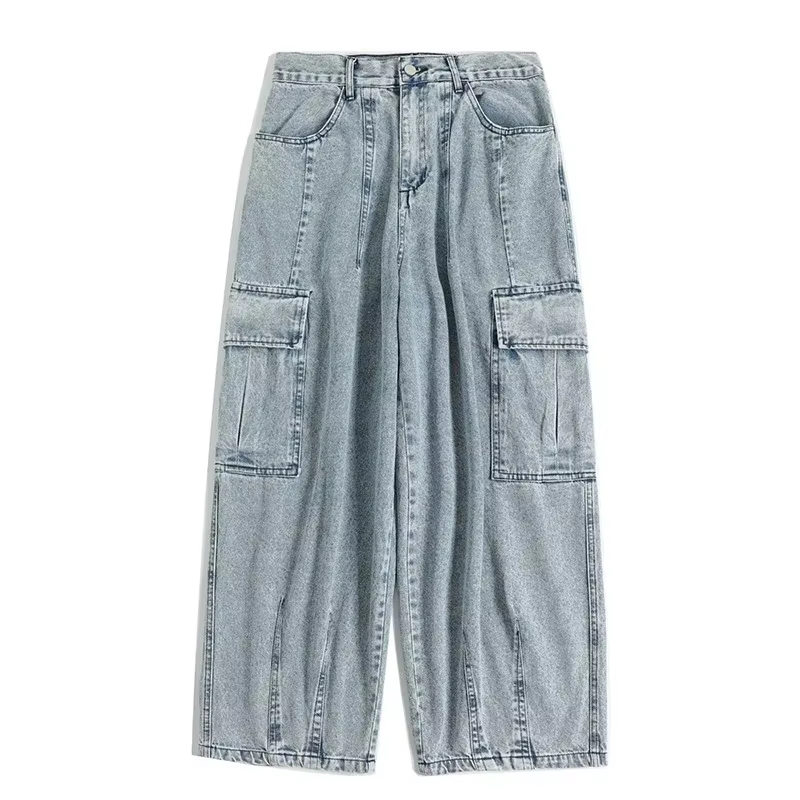 Jean Baggy surdimensionné pour hommes, pantalon Cargo coréen noir large, Streetwear Hip Hop Harajuku
