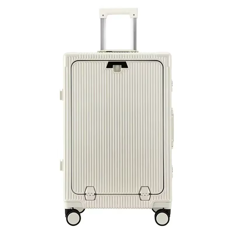 Valise à bagages roulante de grande capacité, ouverture frontale, cadre en aluminium ABS + boîtier d