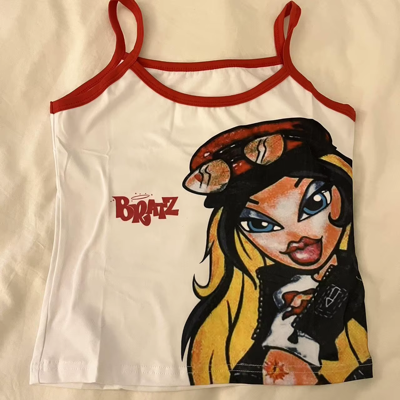 Débardeur imprimé dessin animé Y2k pour filles, haut court d'été Vintage à col ras du cou, Streetwea