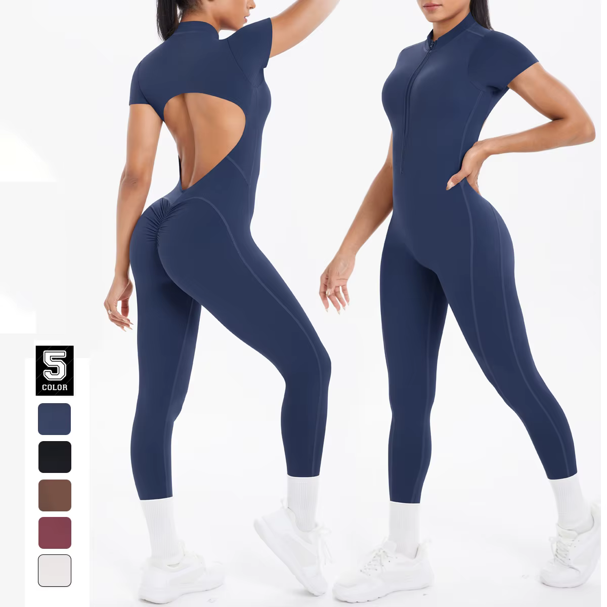 Sexy dos nu moulante Scrunch combinaison soulève les fesses femmes danse Fitness salopette Push Up a