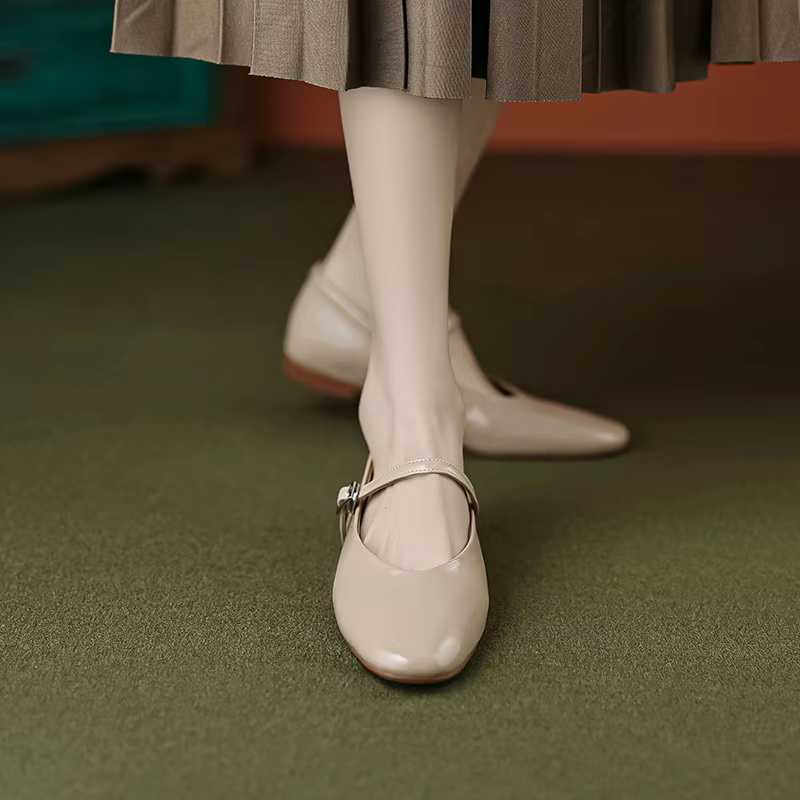 Call TAA-Chaussures plates en cuir véritable pour femme, chaussures de travail rondes, Mary Janes, p