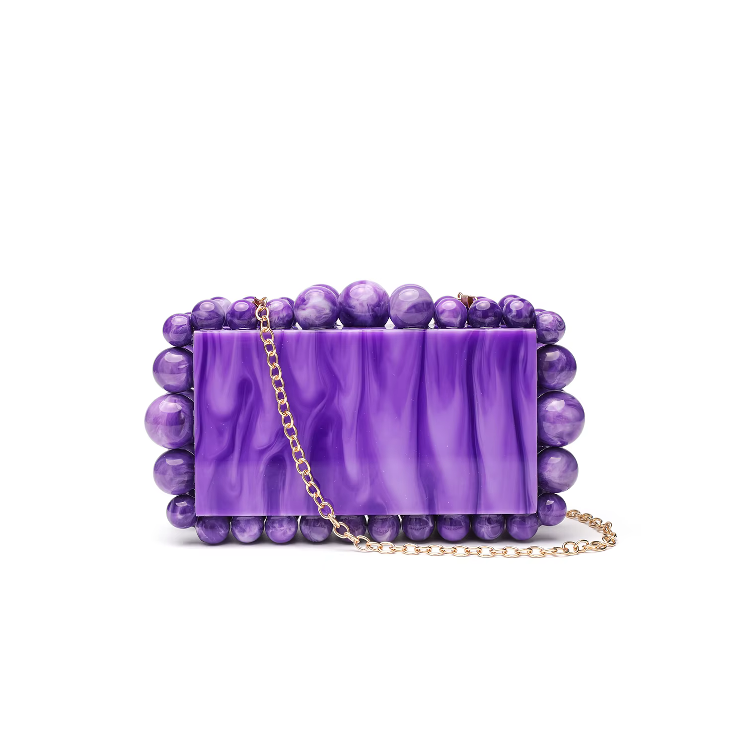 Pochette en acrylique en marbre avec sangle perlée, sac à main à bandoulière couleur bonbon, sac à m