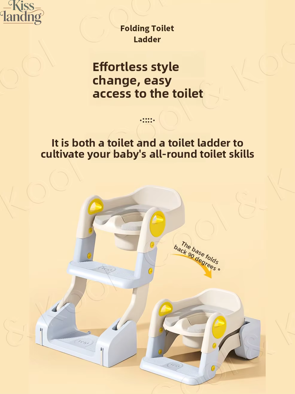 Siège d'apprentissage de la propreté 2-en-1 tout-en-un, marchepied de toilette pliable pour tout-pet