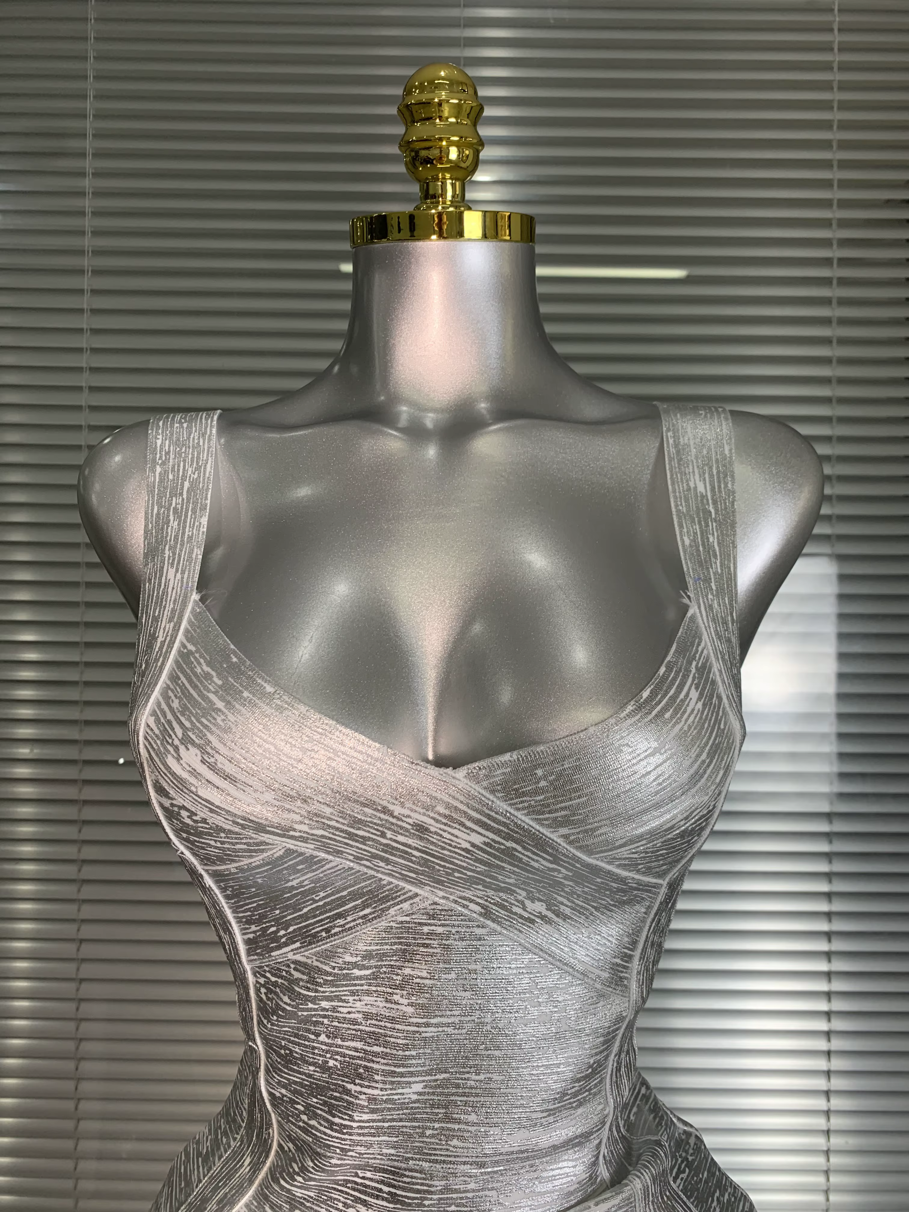 Robe à bandes moulante pour femmes, flambant neuf, Sexy, bronzante, argent, célébrité, mode, rue, ro