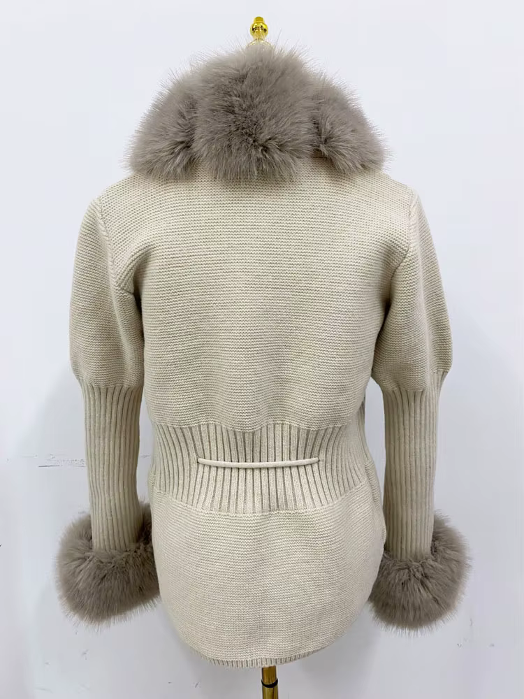 ZADORIN automne hiver femmes fausse fourrure manteau de luxe tricoté pull fourrure Cardigan col déta