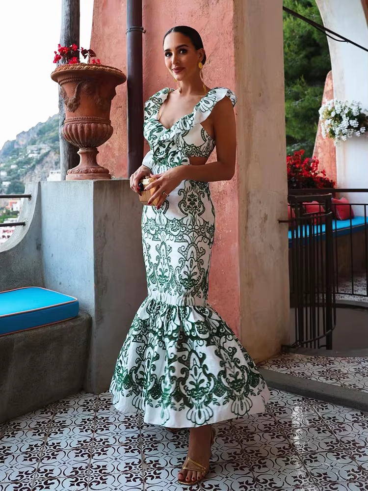 Robe Maxi Vintage Brodée de Fleurs pour Femme, Sans Cuisson, à Volants, Longue, Éducative, Sexy, de 