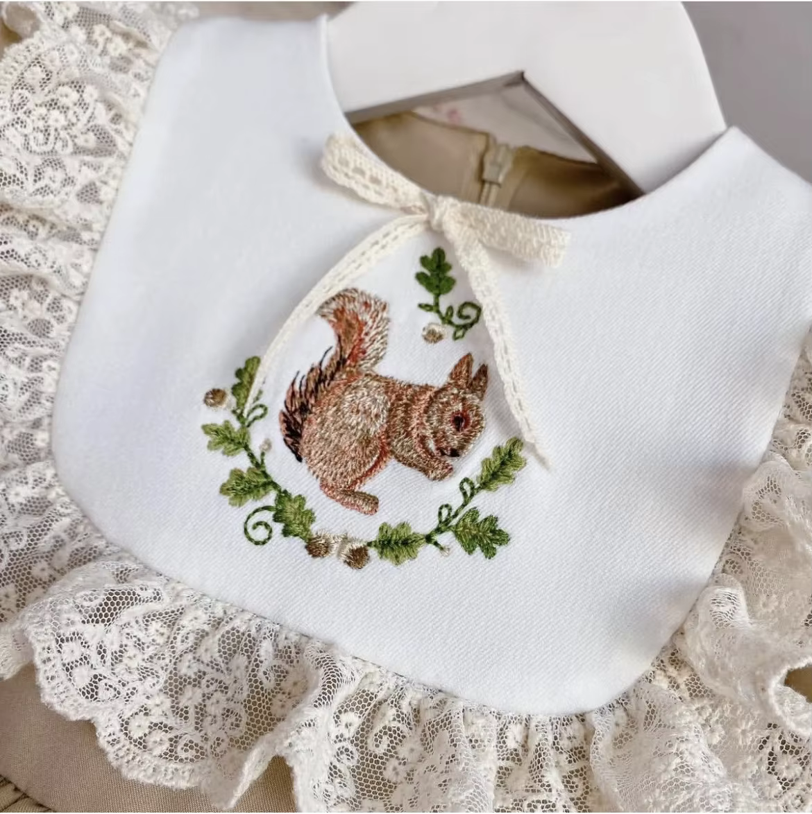 Robe de princesse Vintage kaki brodée d'écureuil pour bébé fille de 0 à 12 ans, pour photographie d'