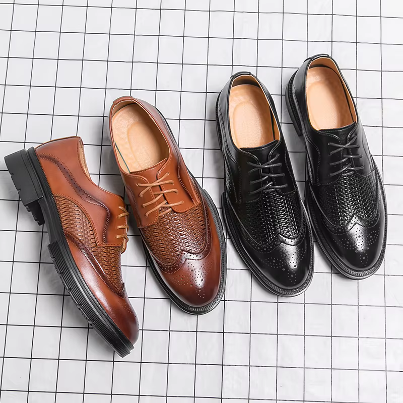 Chaussures habillées classiques en cuir pour hommes, chaussures d'affaires décontractées, brogues de