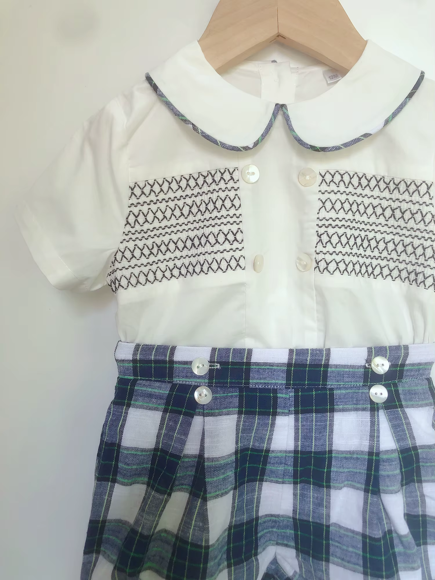 Costume britannique pour garçons, chemise en pur coton, Style espagnol, Prince, Plaid bleu, beau Bou