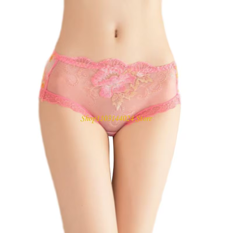 Culottes élégantes pour femmes en maille transparente avec broderie florale, dentelle transparente,