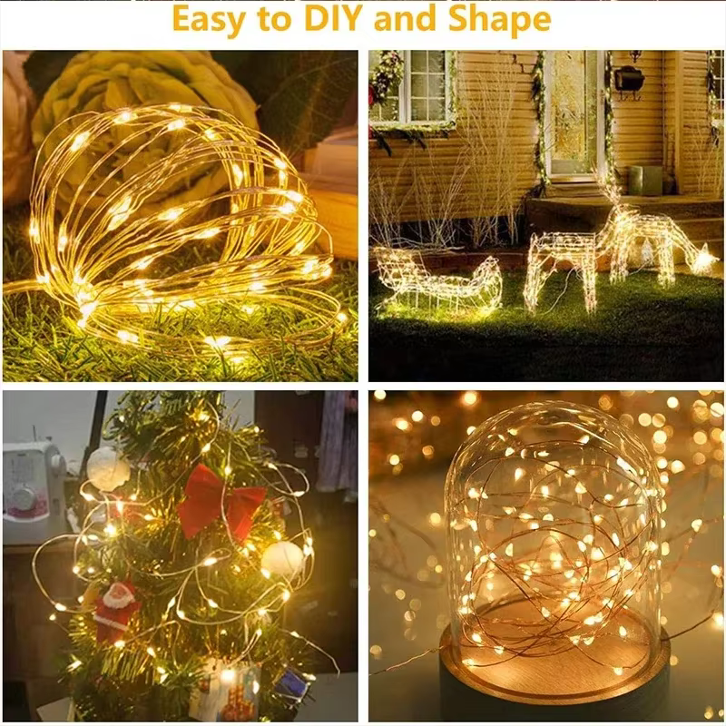 Guirxiété lumineuse LED USB pour décoration de jardin, lampe de guirxiété de vacances, nickel é, mai