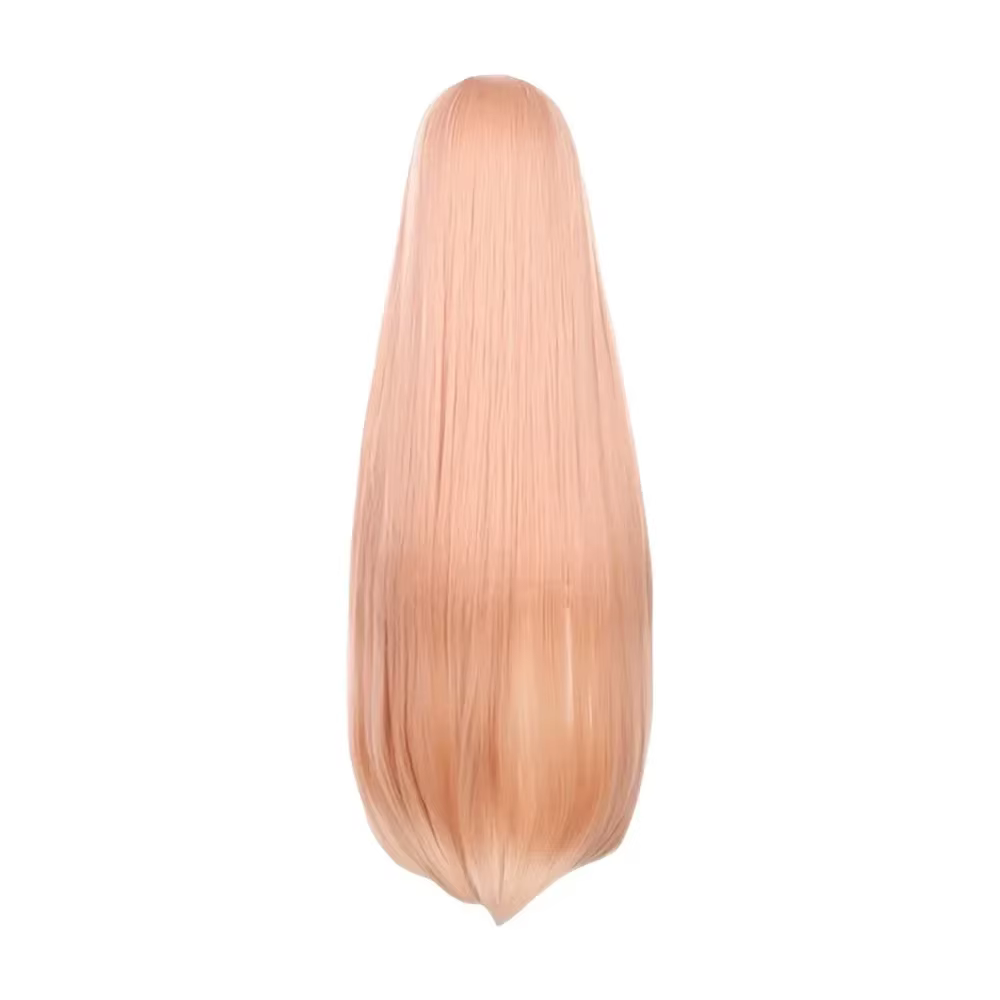 Perruque de cosplay Chainsaw Man, longue, orange, résistante à la chaleur, cheveux synthétiques, per