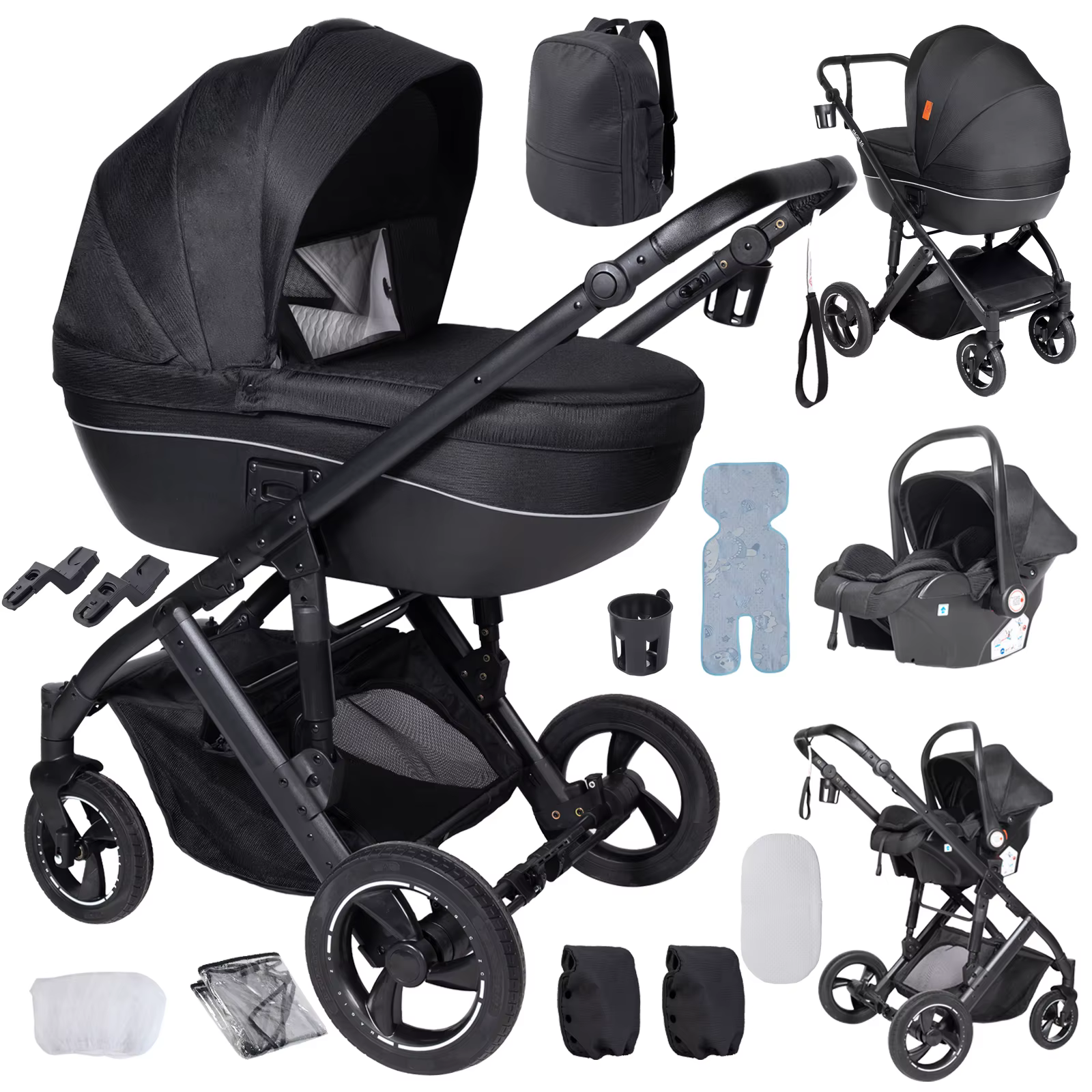Poussette 3 en 1 avec nacelle, landau pour nouveau-né, poussette pour bébé, siège auto pour bébé, po