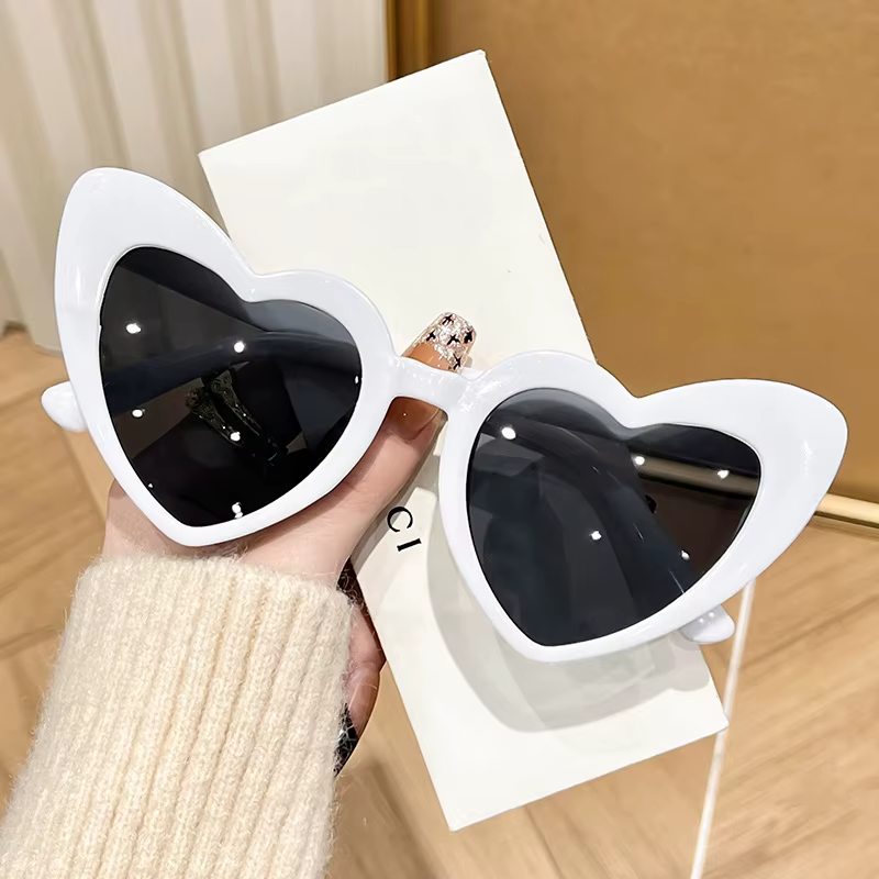 Lunettes de soleil Vintage rétro Instagram en forme de cœur, transparentes, roses, brillantes, pour 
