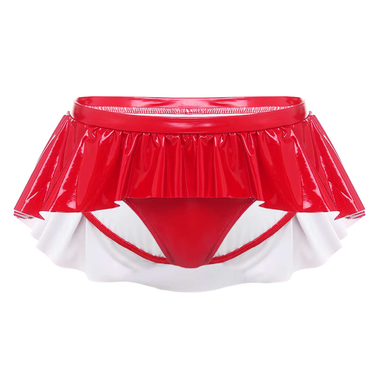 Culottes micro en similicuir PU effet mouillé pour femme, taille basse, à volants irréguliers, sous-