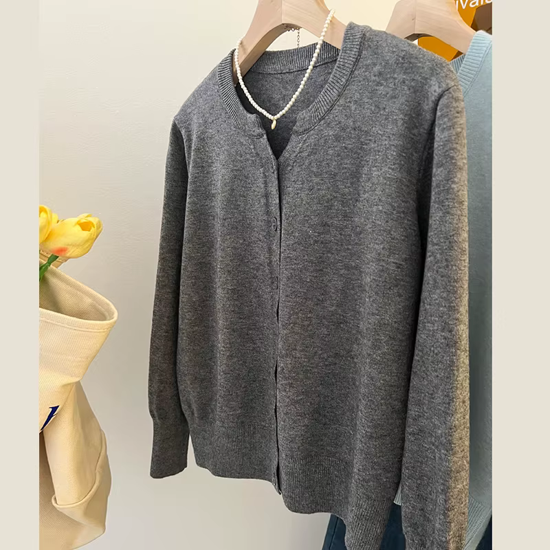 Nouvelle Collection 2026 – Pull court en cachemire tricoté molletonné pour femme, col rond, chaud, s