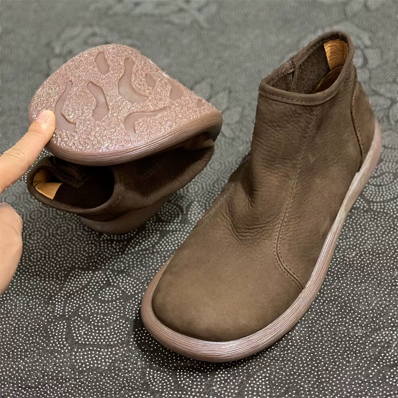 Bottes Chelsea à bout large pour hommes, chaussures d'automne et d'hiver en cuir de vache, montantes