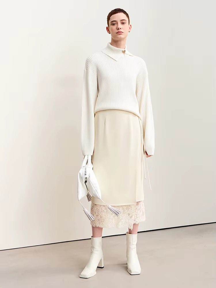 Amii minimalisme 2024 jupes pour femmes nouveau automne élégant banlieue dentelle sangle jupe une pi