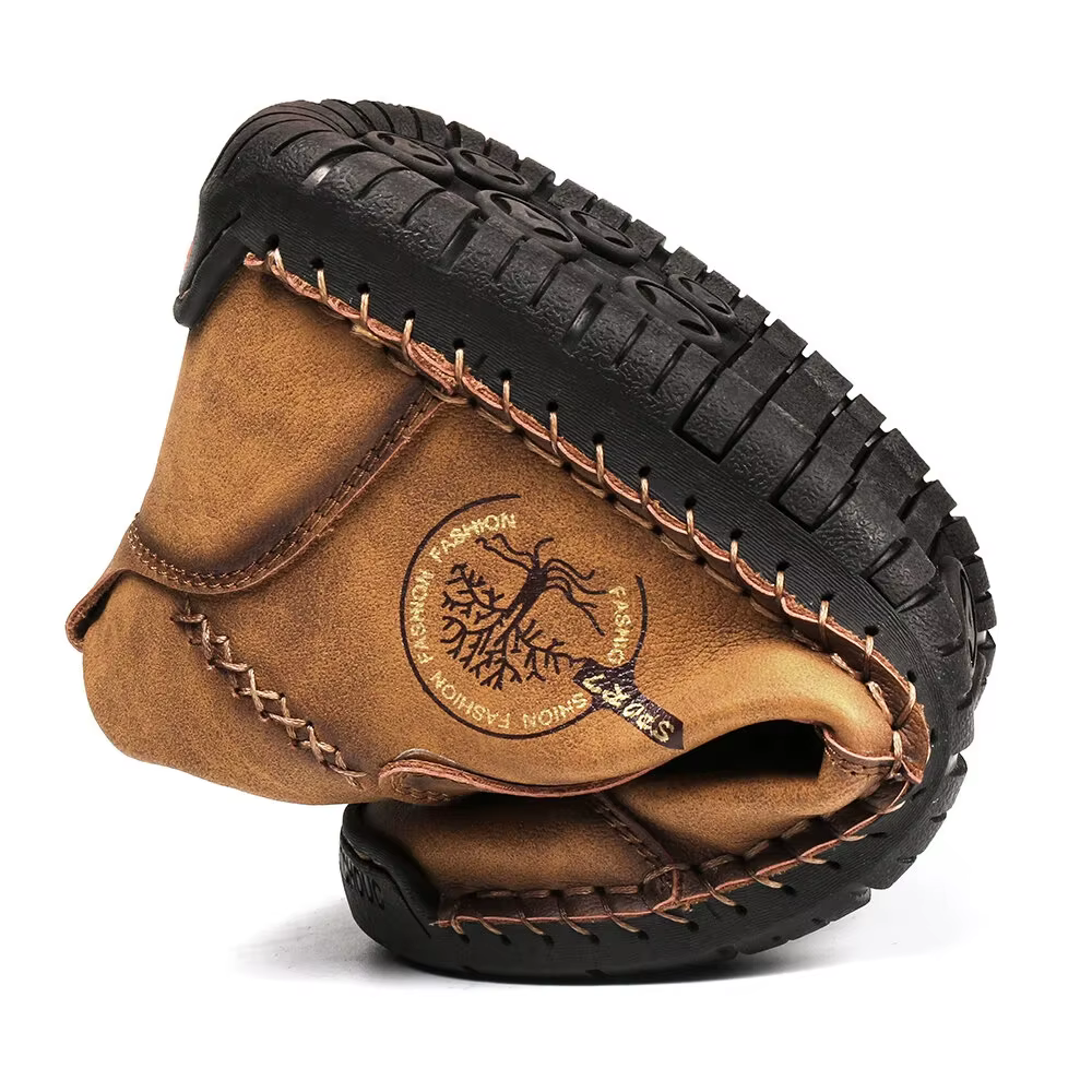 Bottes en cuir cousues à la main pour hommes, chaussures décontractées, automne, cuir verni rétro, b