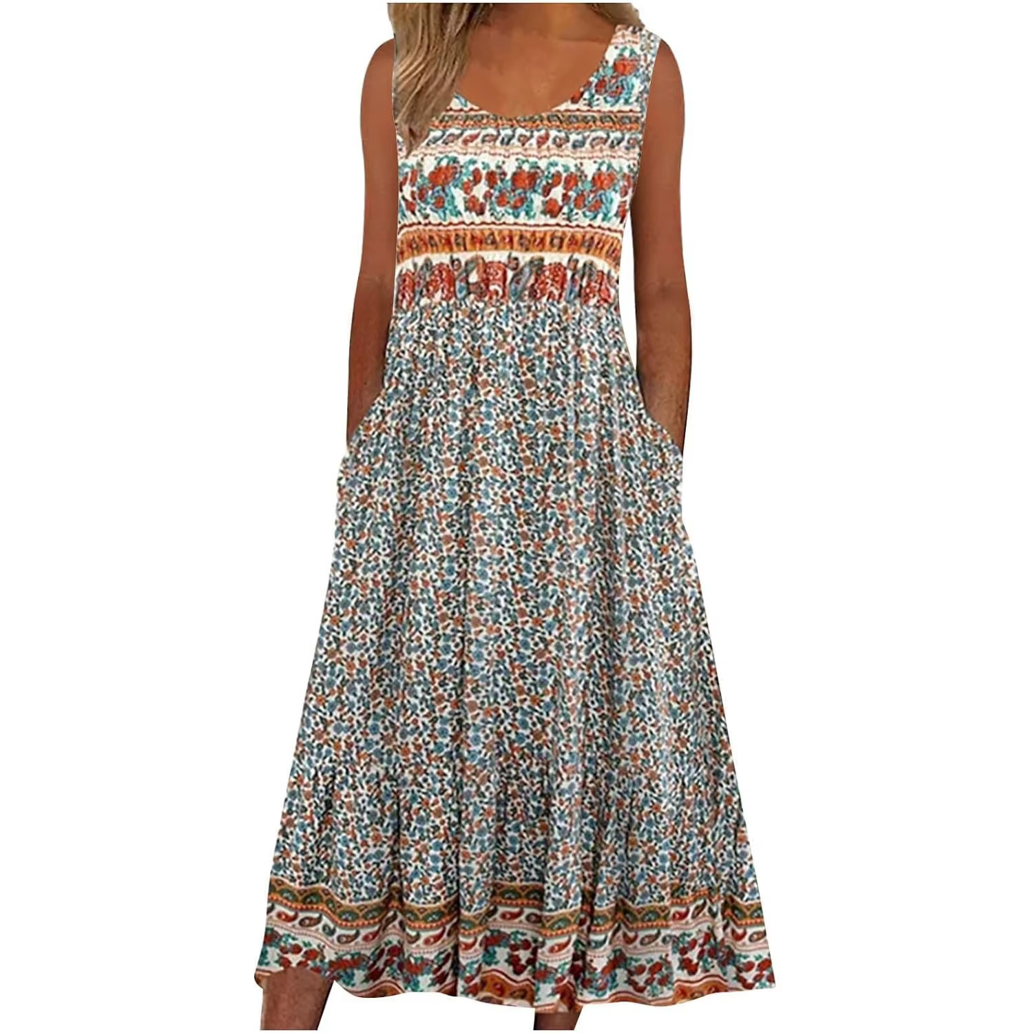 Europe et états-unis 2024 printemps et été nouvelle robe pull sans manches imprimée femmes robe déco