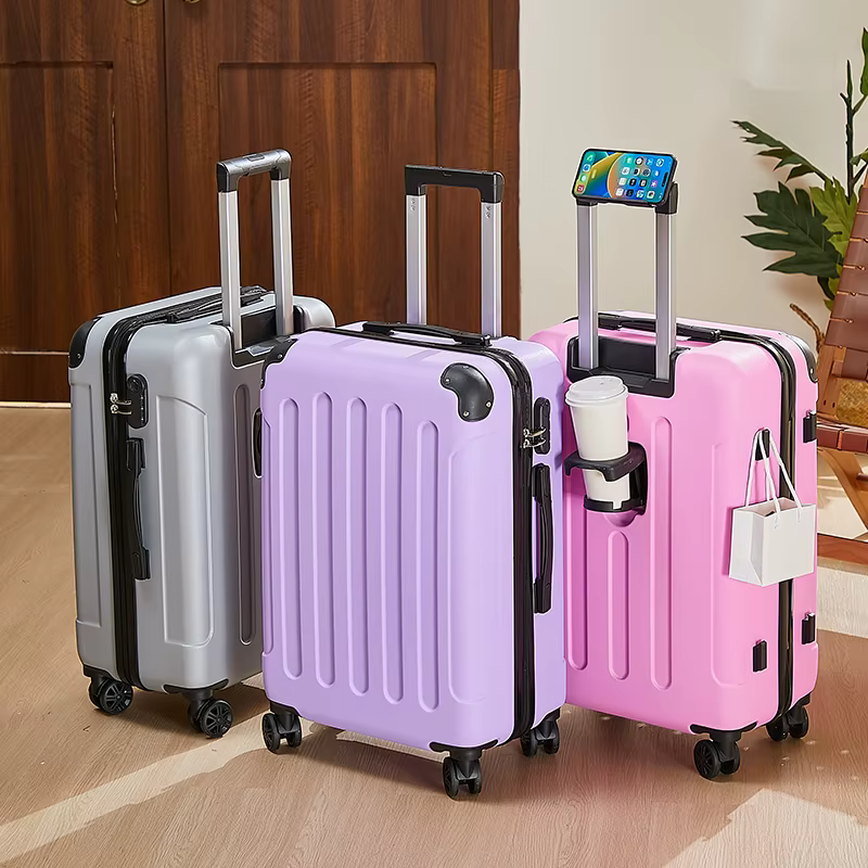 Valise à bagages de 20 à 28 pouces avec roulettes, sac de voyage avec porte-gobelet et support pour