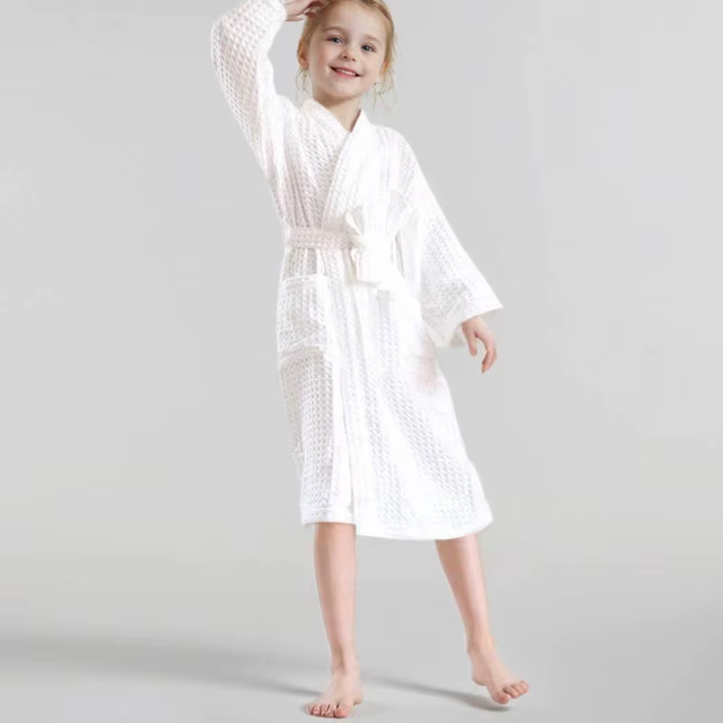 Peignoir de bain en coton pour enfants, absorbant et à séchage rapide, long, avec capuche, en tissu 