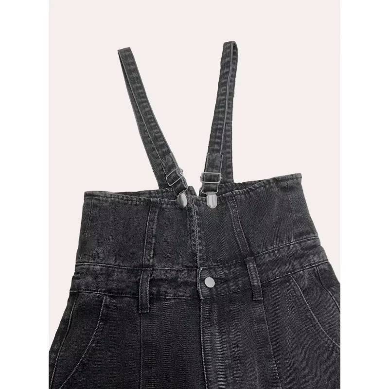 Combinaison décontractée vintage Y2K pour femme, en jean non extensible, taille haute, jambe large, 