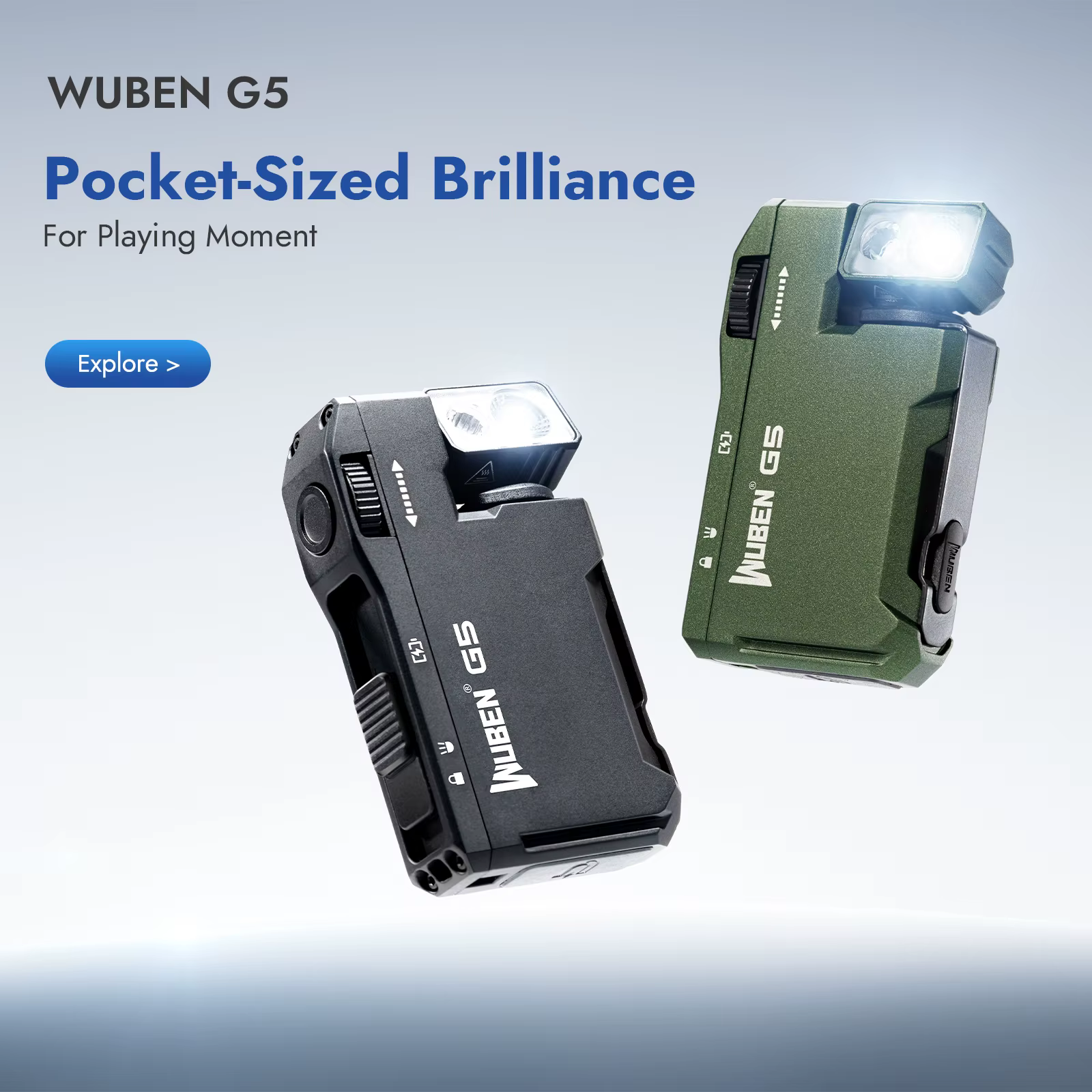 Lampe torche magnétique multi-couleurs WUBEN EDC G5 400 lumens rechargeable par USB-C, porte-clés ma