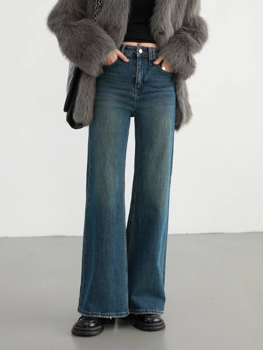 CHIC VEN-Jean évasé taille haute pour femme, pantalon en denim, pantalon en fer à cheval, micro élas