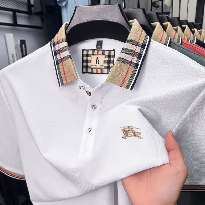 Luxe marque soie coton manches courtes polo shirt mode Paul pony broderie hommes t - shirt été confo