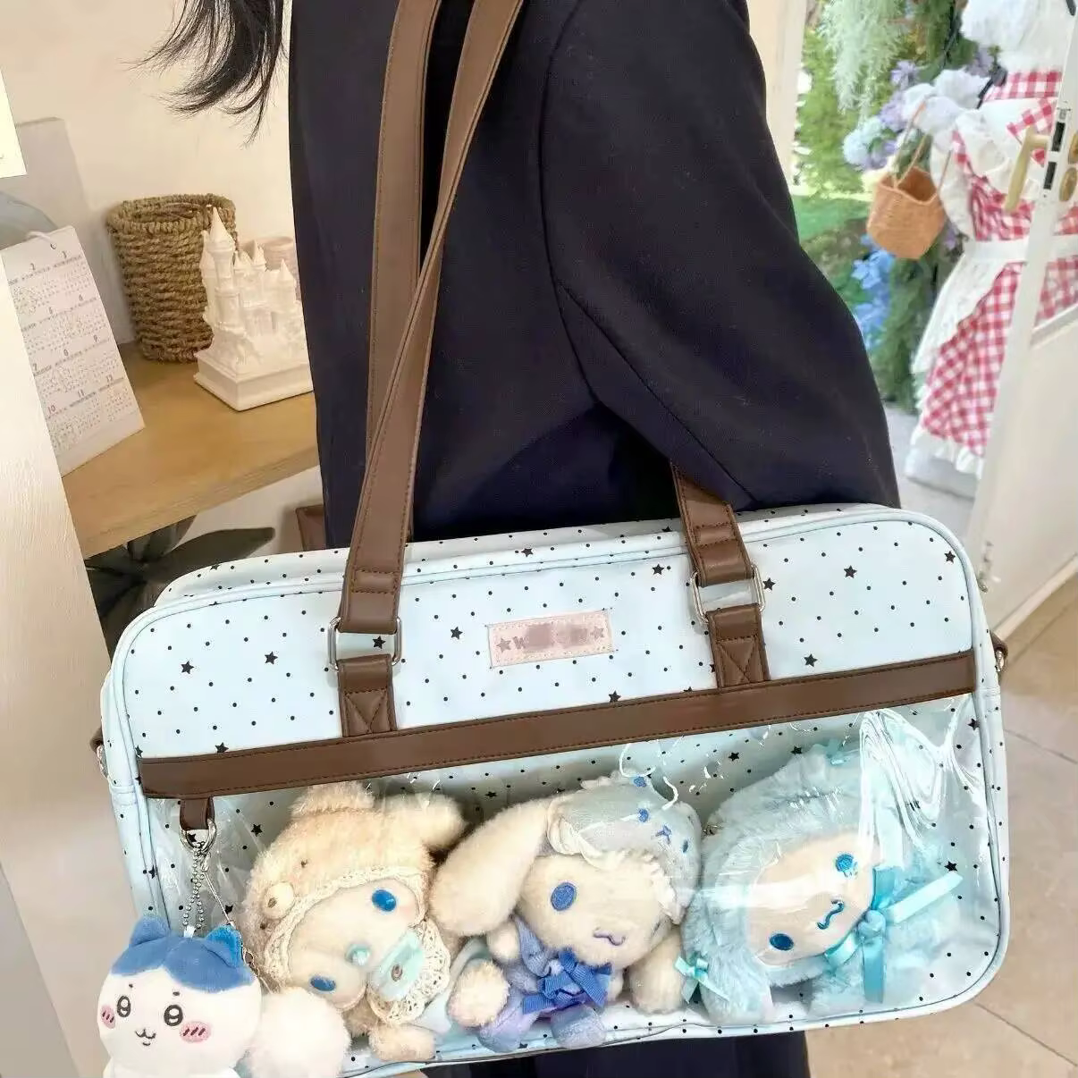 Nouveau Sac à Bandoulière Ita Grande Capacité en Dentelle, Style Lolita, avec Poche Transparente, Y2
