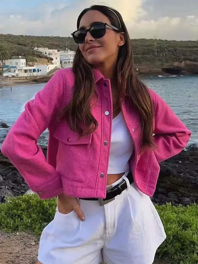 HH vestes pour femmes automne mode solide poches avant bouton à manches longues veste élégante femme