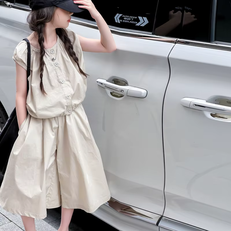Ensemble tendance été 2026 pour filles, style coréen, jupe-pantalon large décontractée pour adolesce