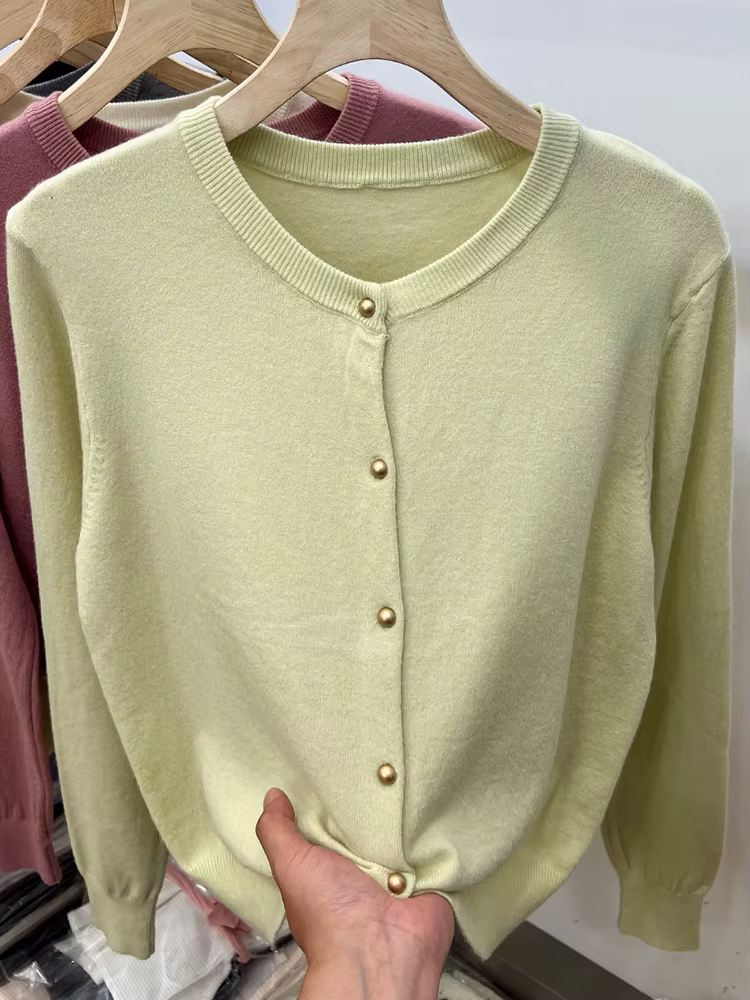 AOSSVIAO manches longues chandails Cardigan printemps automne femmes col rond tricots hauts vêtement