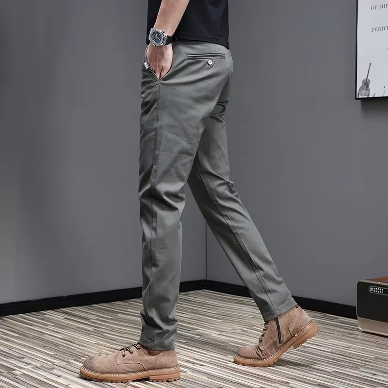 Pantalon décontracté pour homme, 2024 coton, mode coréenne, coupe slim, gris, noir, fjingent, printe